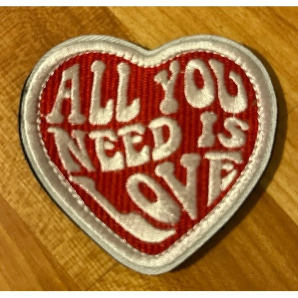 Love Heart Embroidered Iron on sew on PATCH with velcro